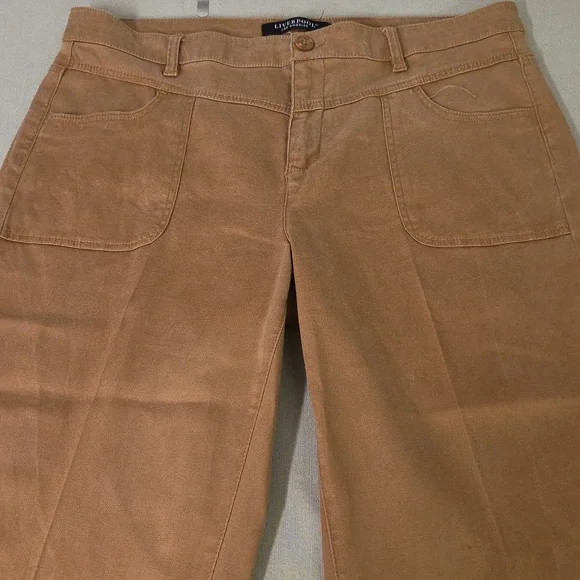 Liverpool Tan Wide Leg Crop  Pants 14/32 - Picture 2 of 8